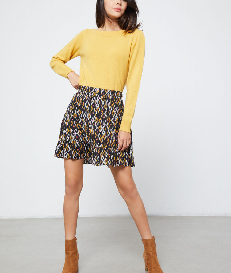 Cashmere boat neck jumper ochre.