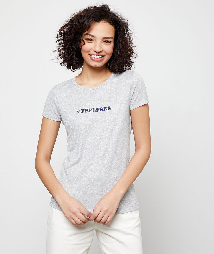 Feel free' t-shirt silver.