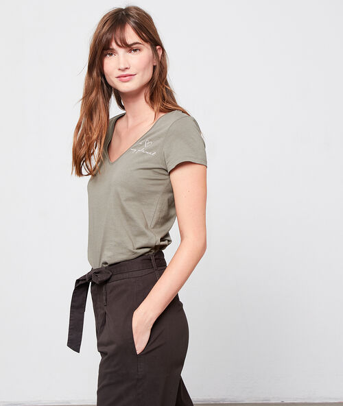 I ♡ my planet' organic cotton t-shirt khaki.