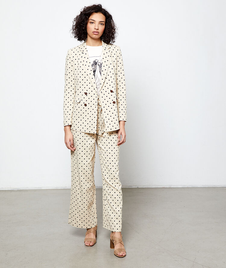 Polka dot blazer ecru.
