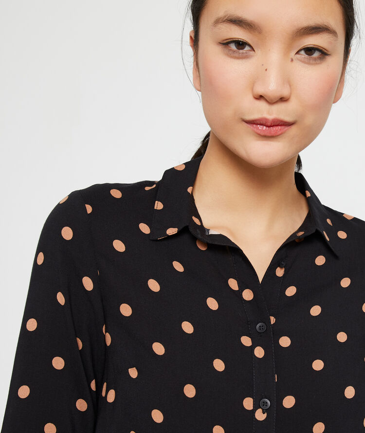 Full skirt dress in dots black.