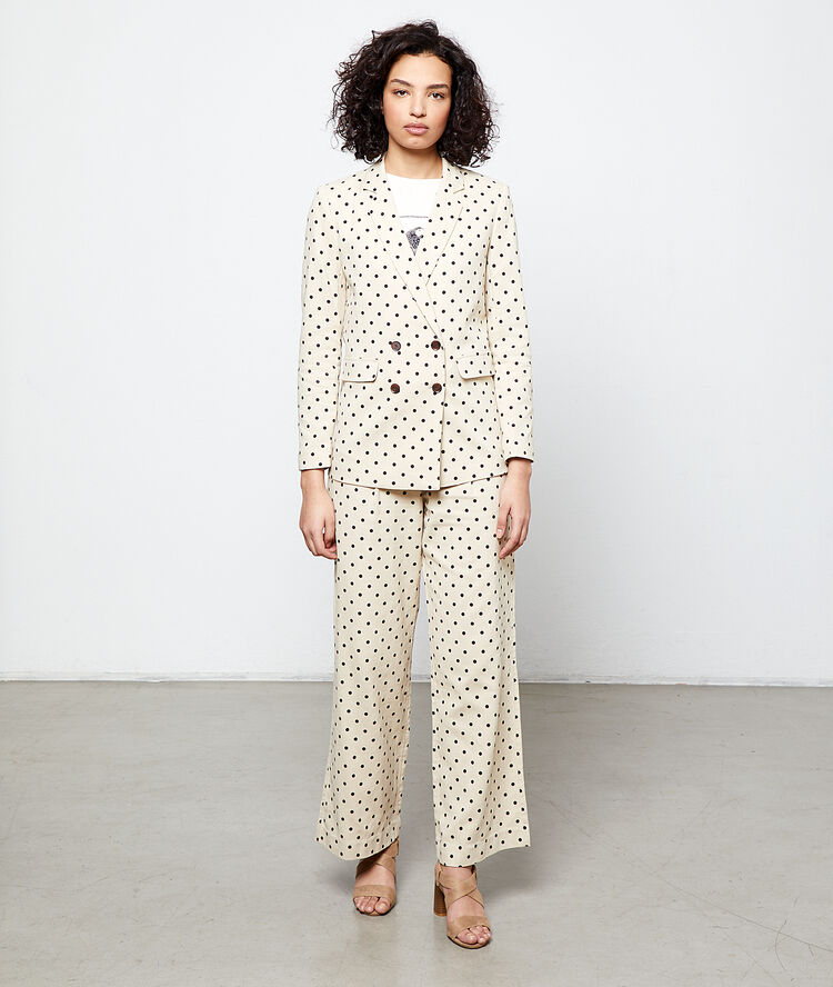 Polka dot blazer ecru.