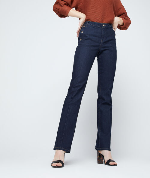 Flare jeans with button detail raw.