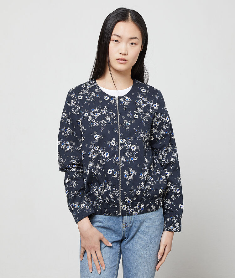 Bomber à imprimé fleuri marine.