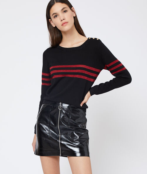 Metallic threads jumper in stripe black.