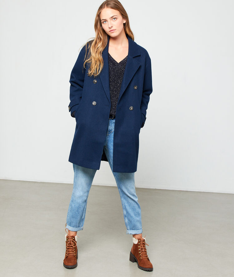 Metallic thread jumper in a maxi knit navy.