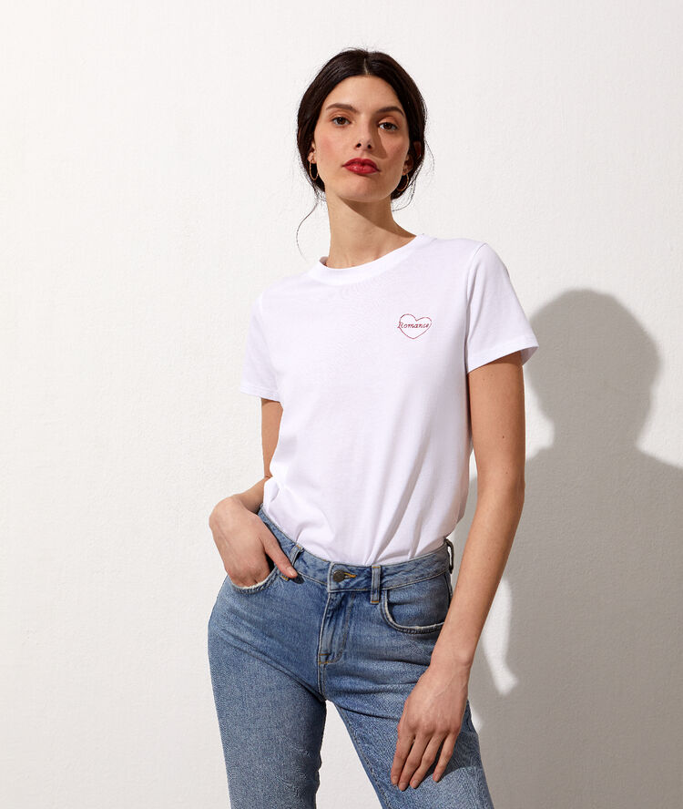 Romance' embroidered t-shirt white.