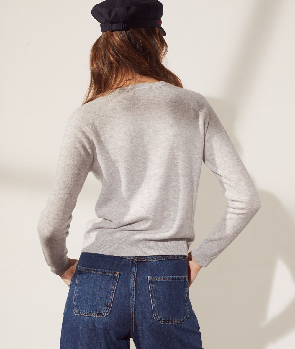 Wool and cashmere round neck jumper light grey.
