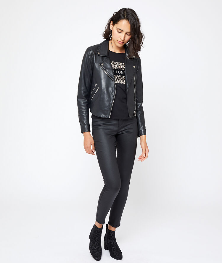 100% leather biker jacket black.