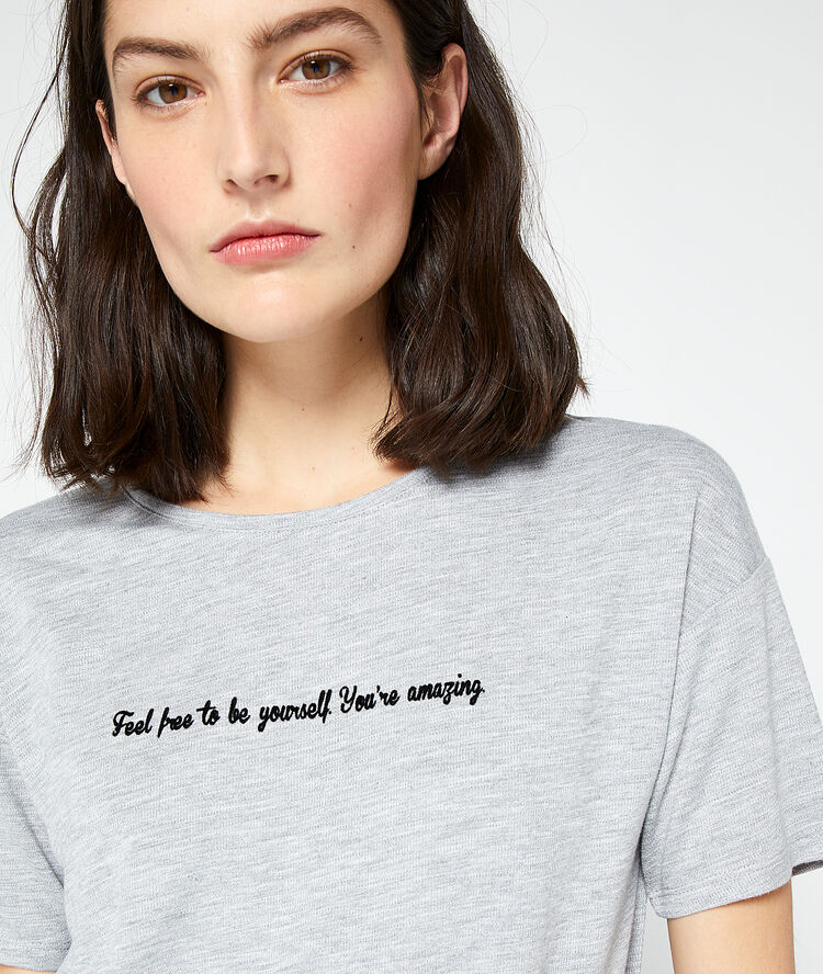 "feel free to be yourself. you're amazing" t-shirt light grey marl.