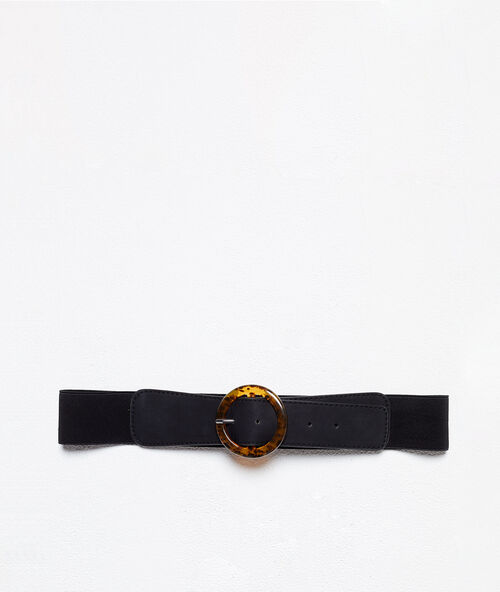 Belt with marble-coloured buckle  black.