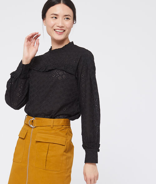 Guipure cotton blouse  black.