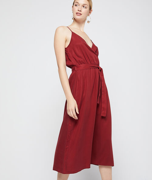 Tencel&reg; maxi wrap dress  garnet-colored.