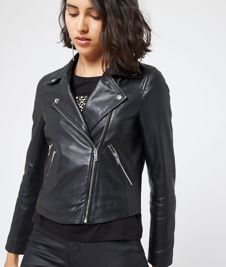 100% leather biker jacket black.