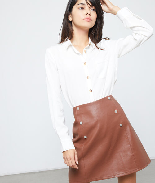 Chemise boutons ambr&eacute;s en tencel&reg; ecru.