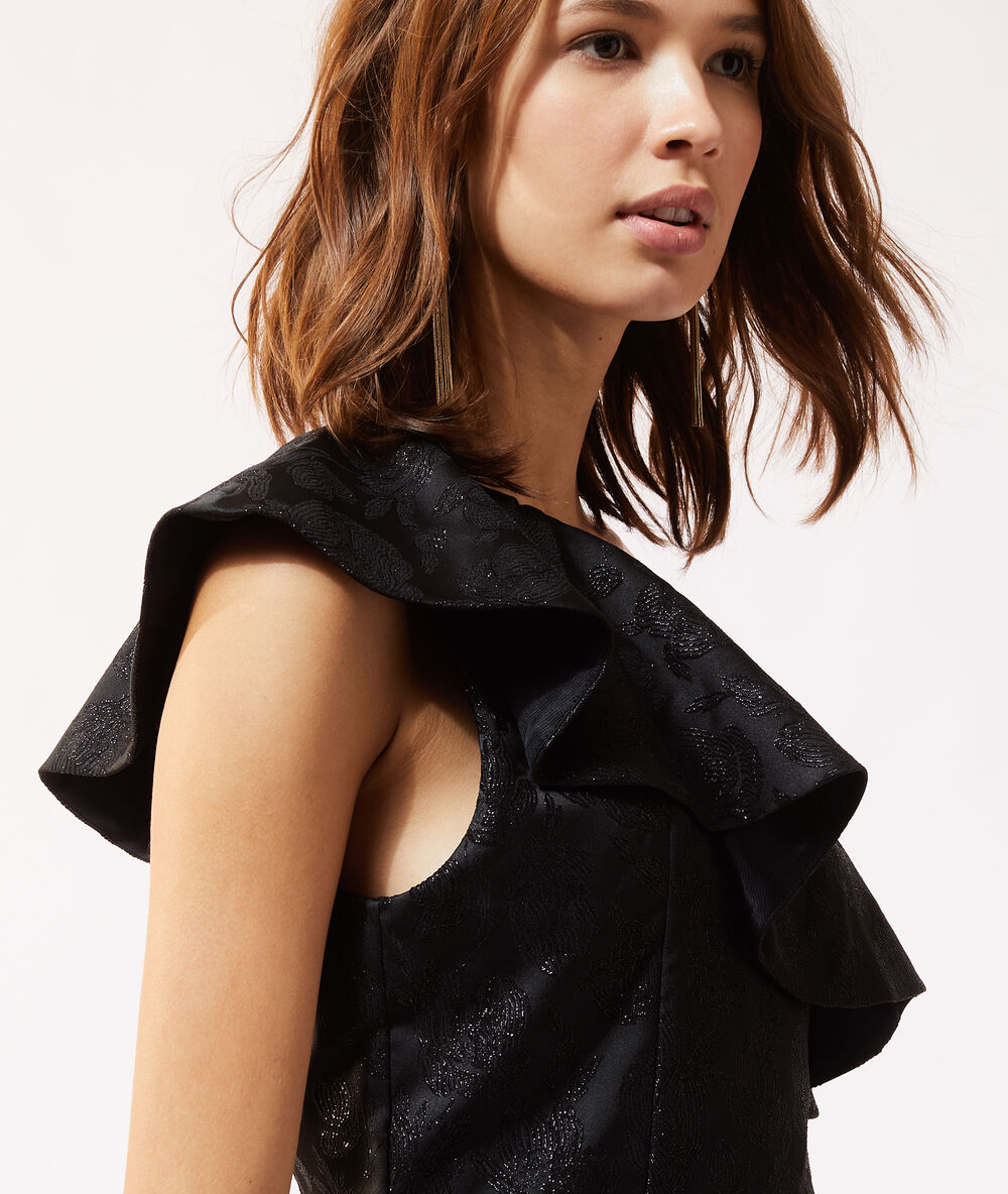 Robe asymétrique 2 en 1 - brassière intégrée noir.