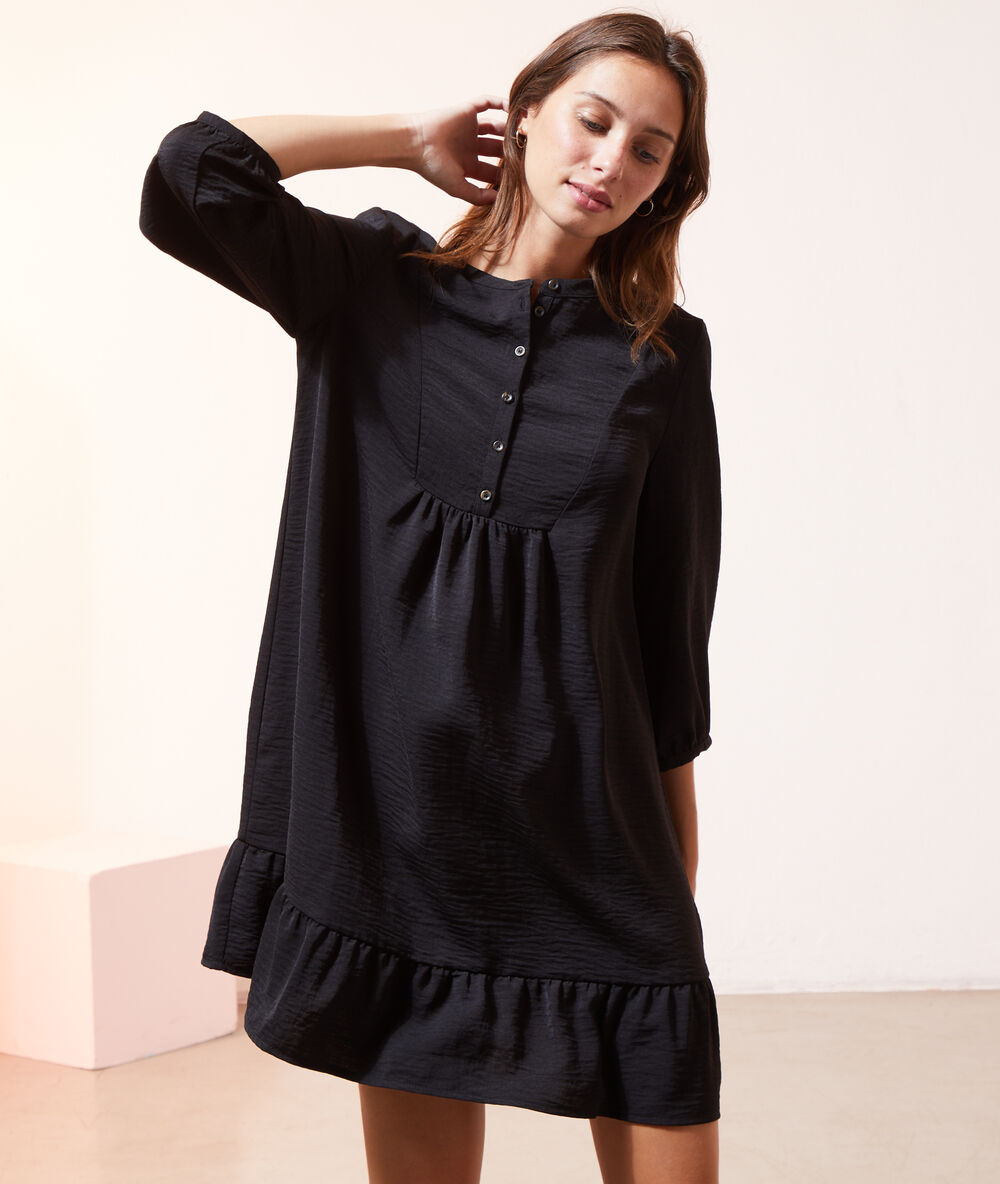 Robe chemise volantée noir.
