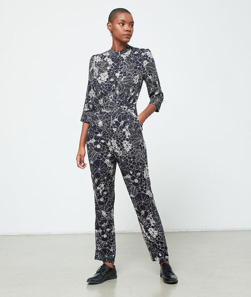 Jumpsuit in floral print  black.