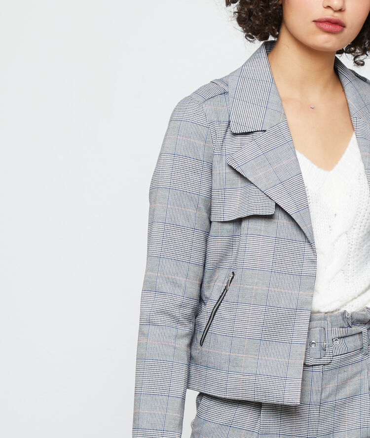 Biker jacket in check black.