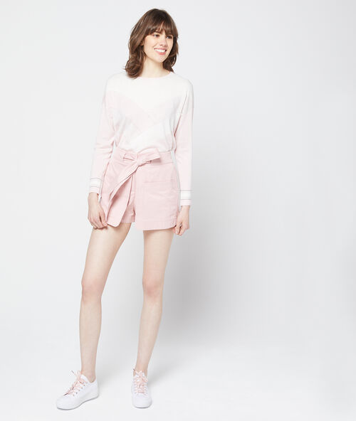 Patchwork print jumper nude.