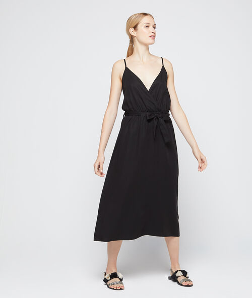 Tencel&reg; maxi wrap dress  black.