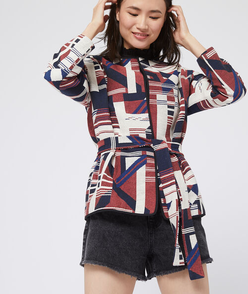 Blazer in jacquard print cobalt blue.