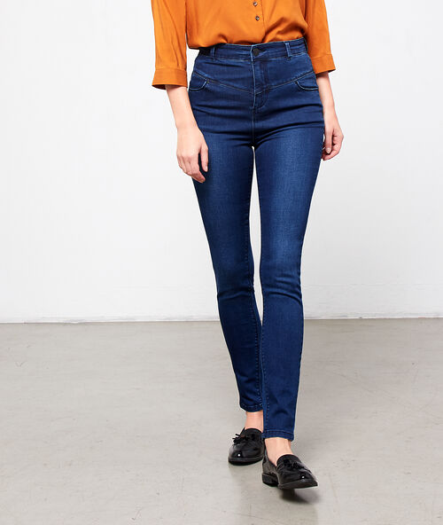 Jean slim taille haute brut.