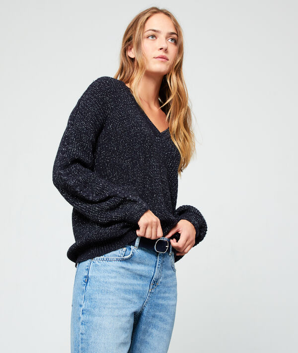 Metallic thread jumper in a maxi knit Metallic thread jumper in a maxi knit
