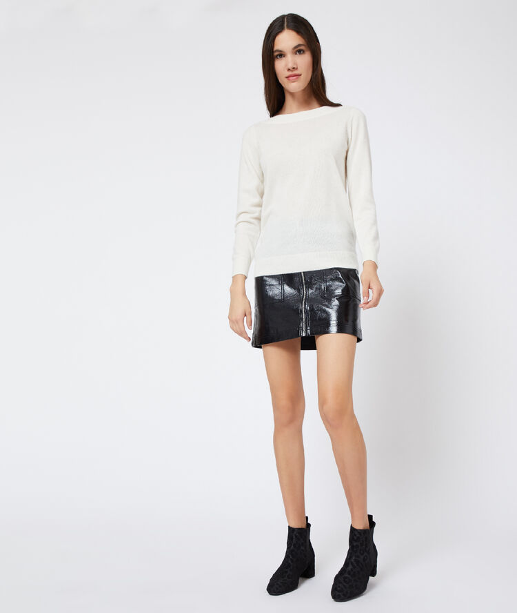 Cashmere boat neck jumper off white.