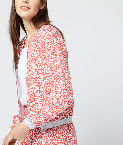 Bomber in floral print carmine red.