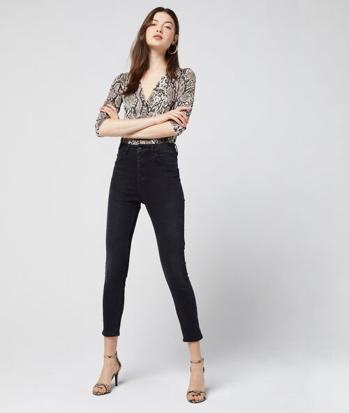 Snake print crossover body camel.
