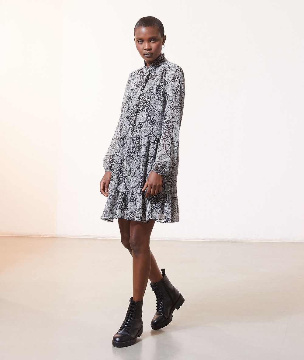 Robe chemise imprimé noir.