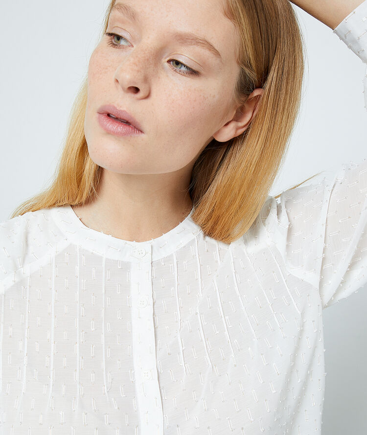 Dobby mesh shirt off white.