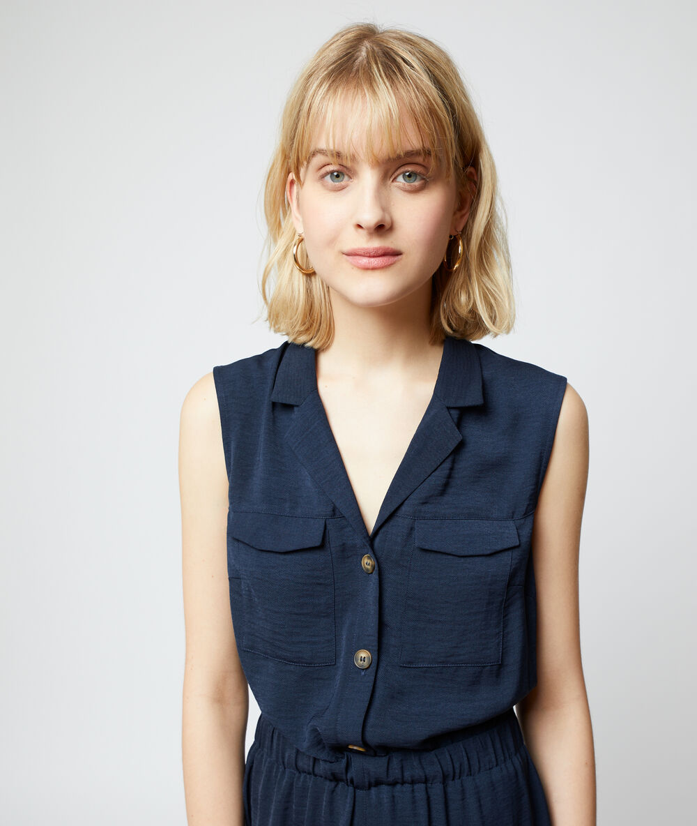 Tailored jumpsuit navy blue.