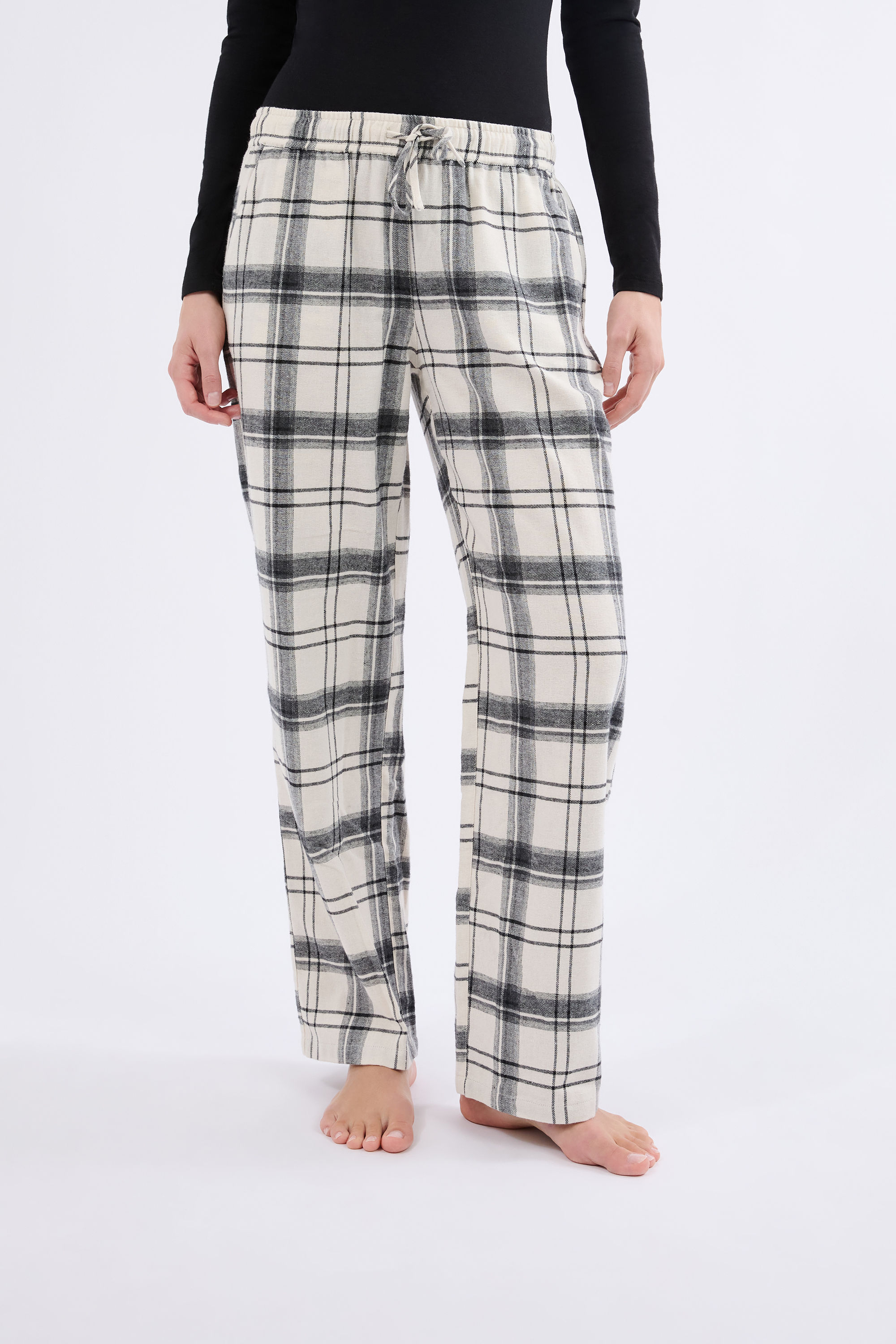 Checkered Cotton Pyjama Trousers - MIDNY - ECRU - ETAM