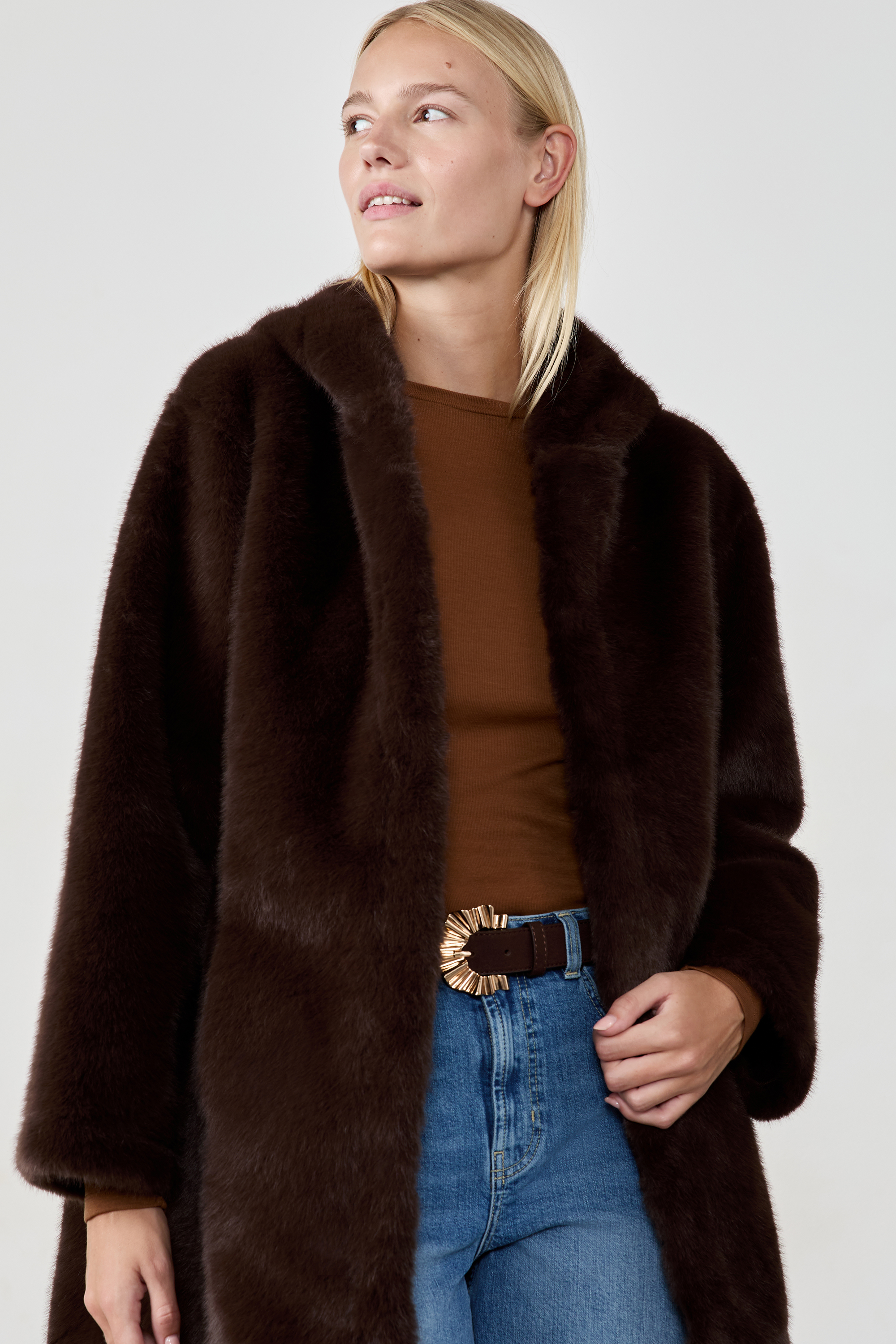 Long Faux Fur Coat - FERRER - CHOCOLAT - ETAM