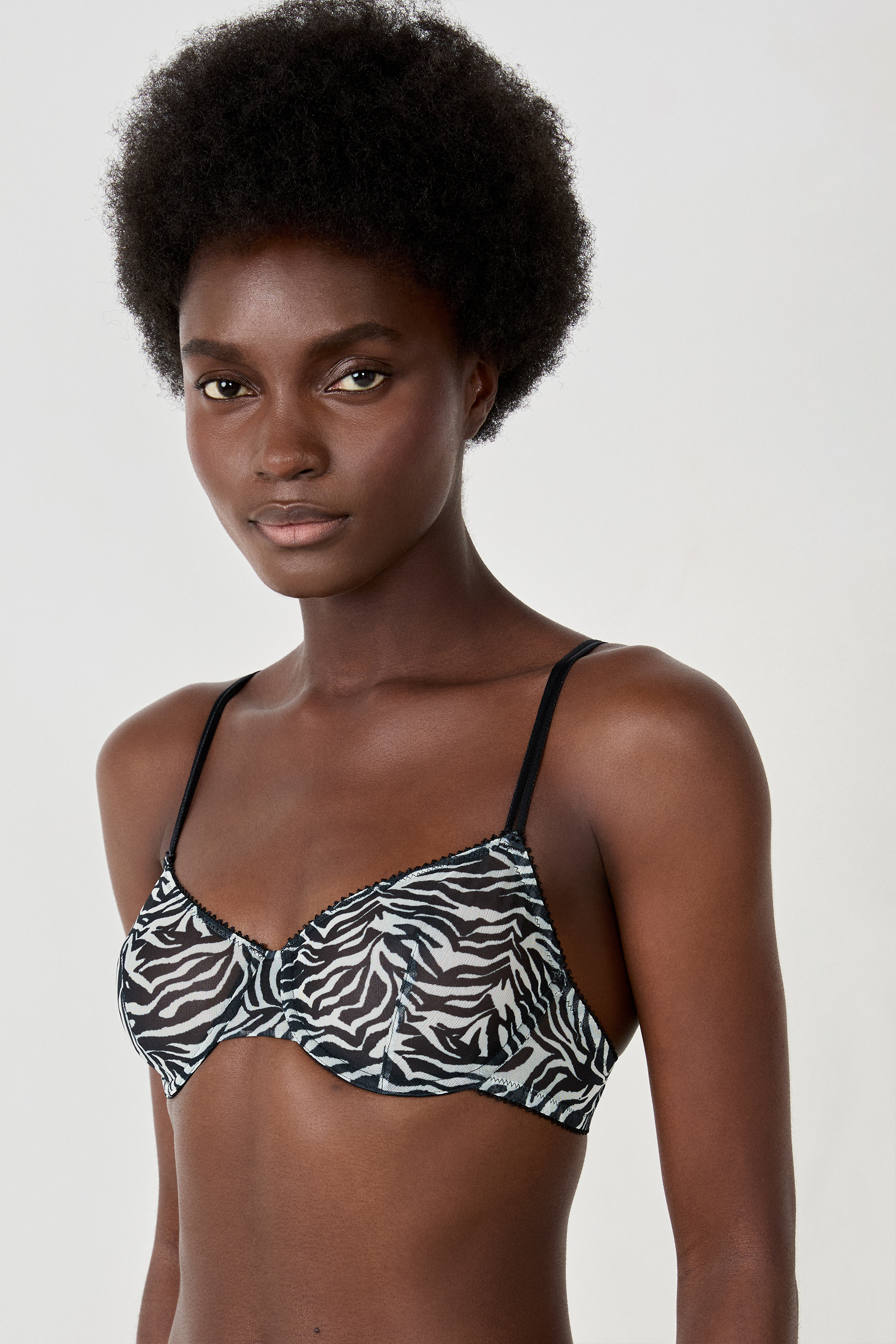 Classic zebra tulle bra - PELAGE - IMP FD ECRU - ETAM