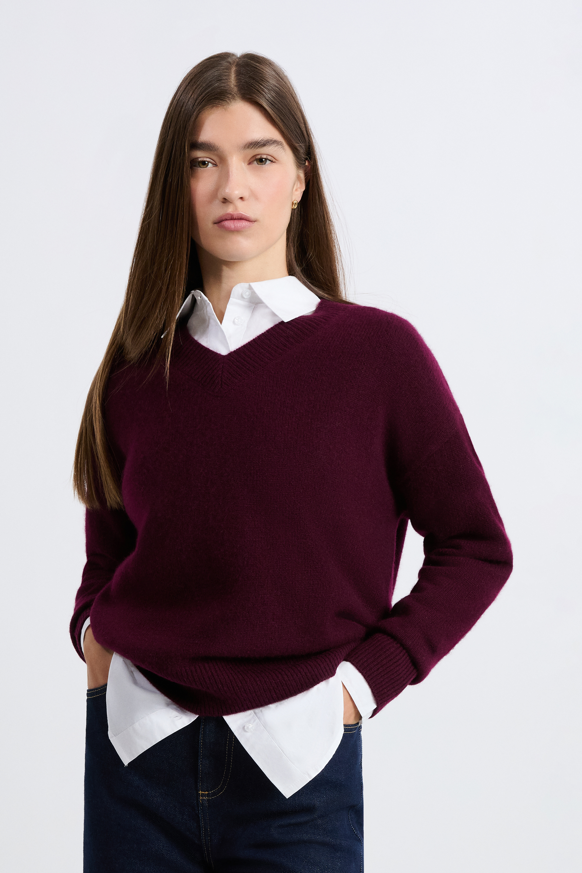 Pull col V en cachemire - LOUISE BIGV - CASSIS - ETAM