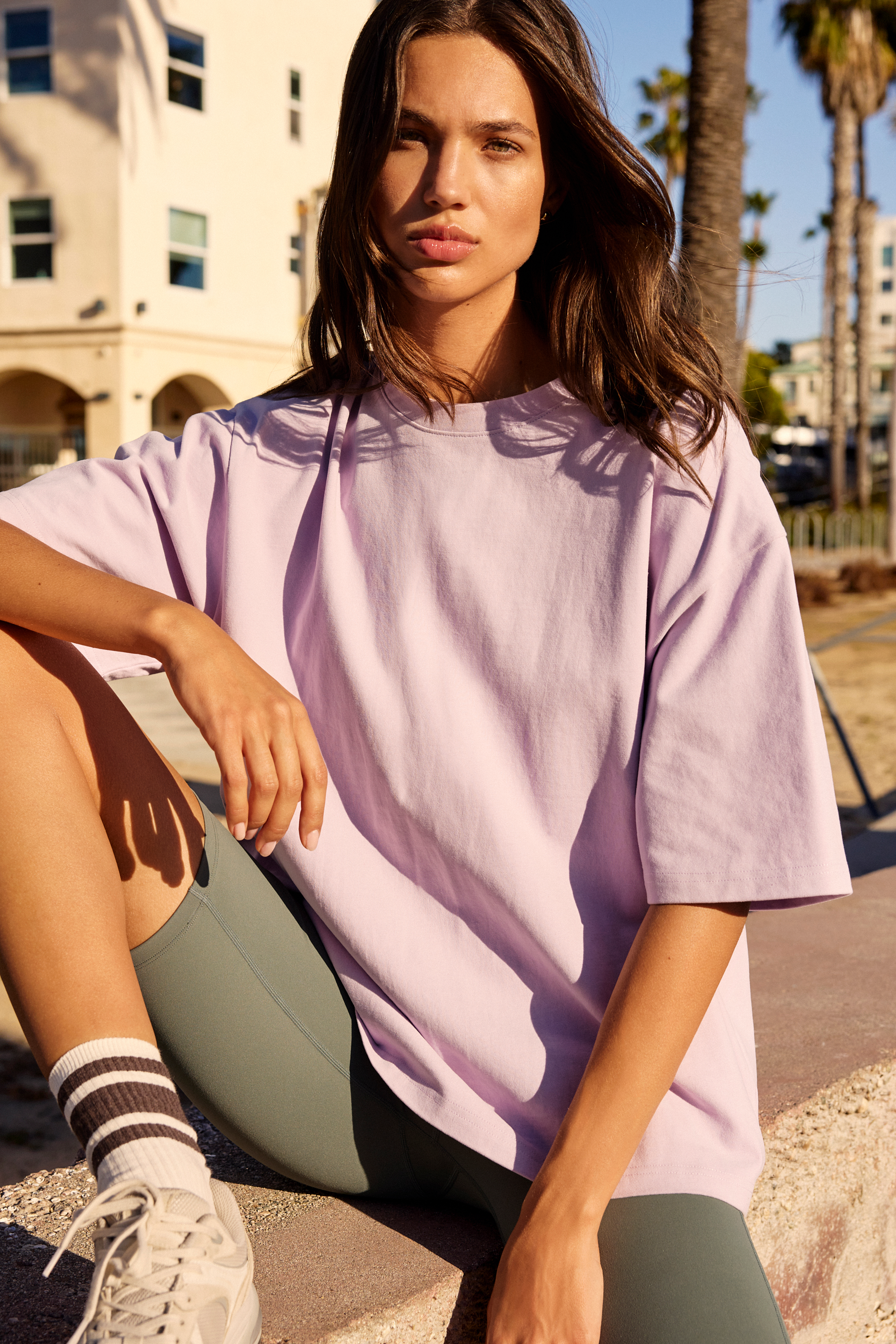 i*u様 main story Oversized Tee / Plum Kit Oversized T-shirt with writing - ACTIVE - LILAS - ETAM