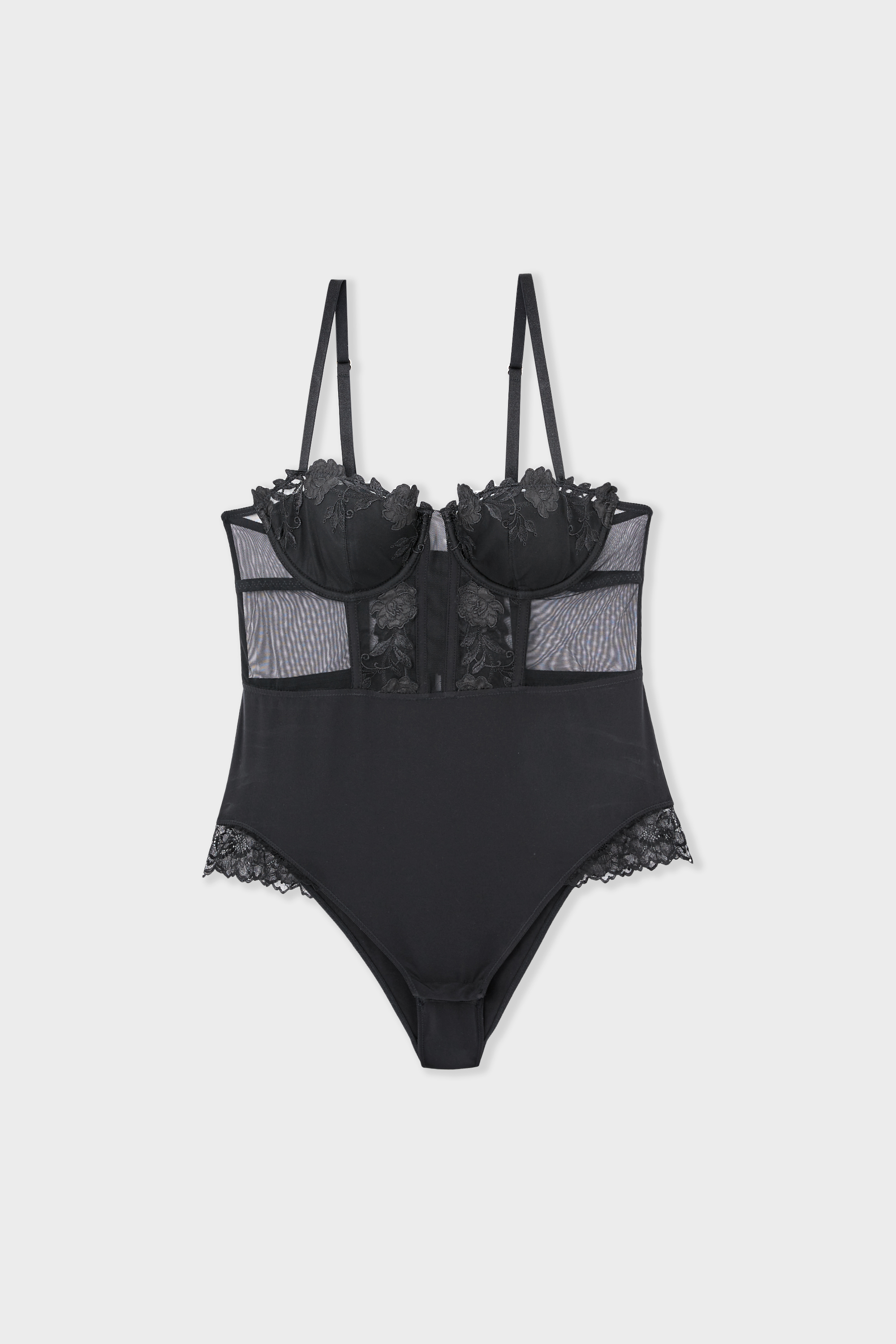 Bodysuit with embroidered cups - DESINVOLTE - NOIR - ETAM