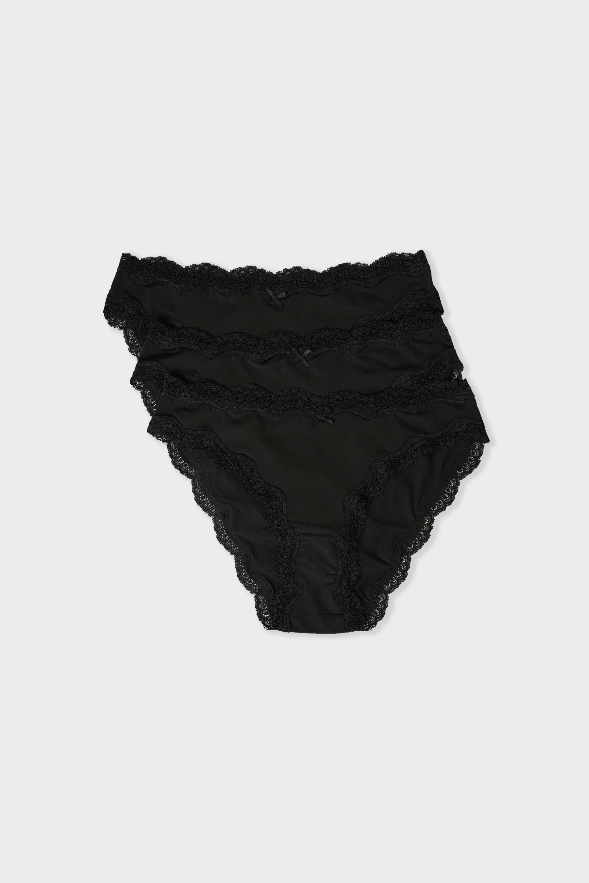 Pack of 3 Cotton and Lace Briefs - JIM MICRO - NOIR - ETAM