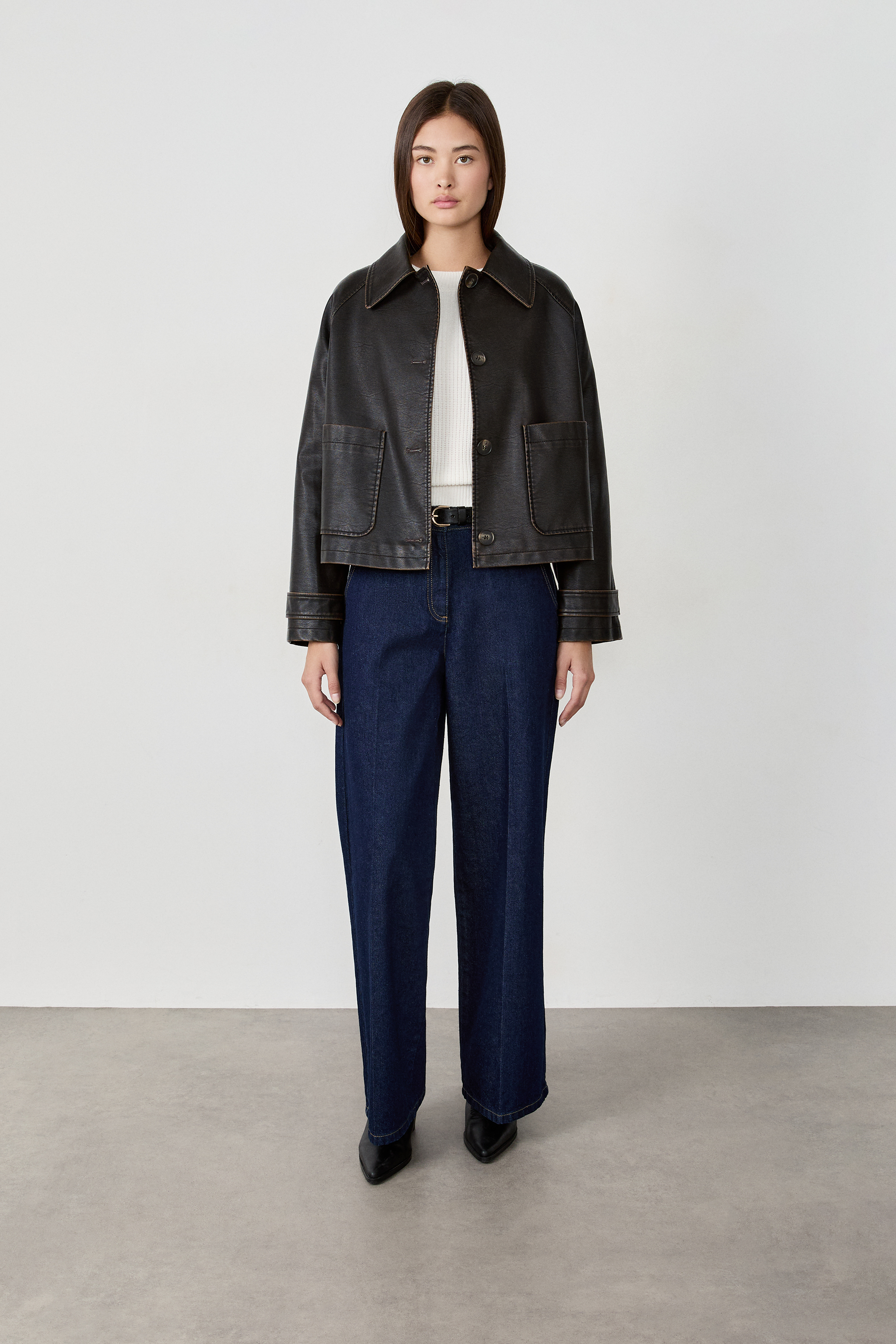 Short faux leather jacket - FLYN - CHOCOLAT - ETAM