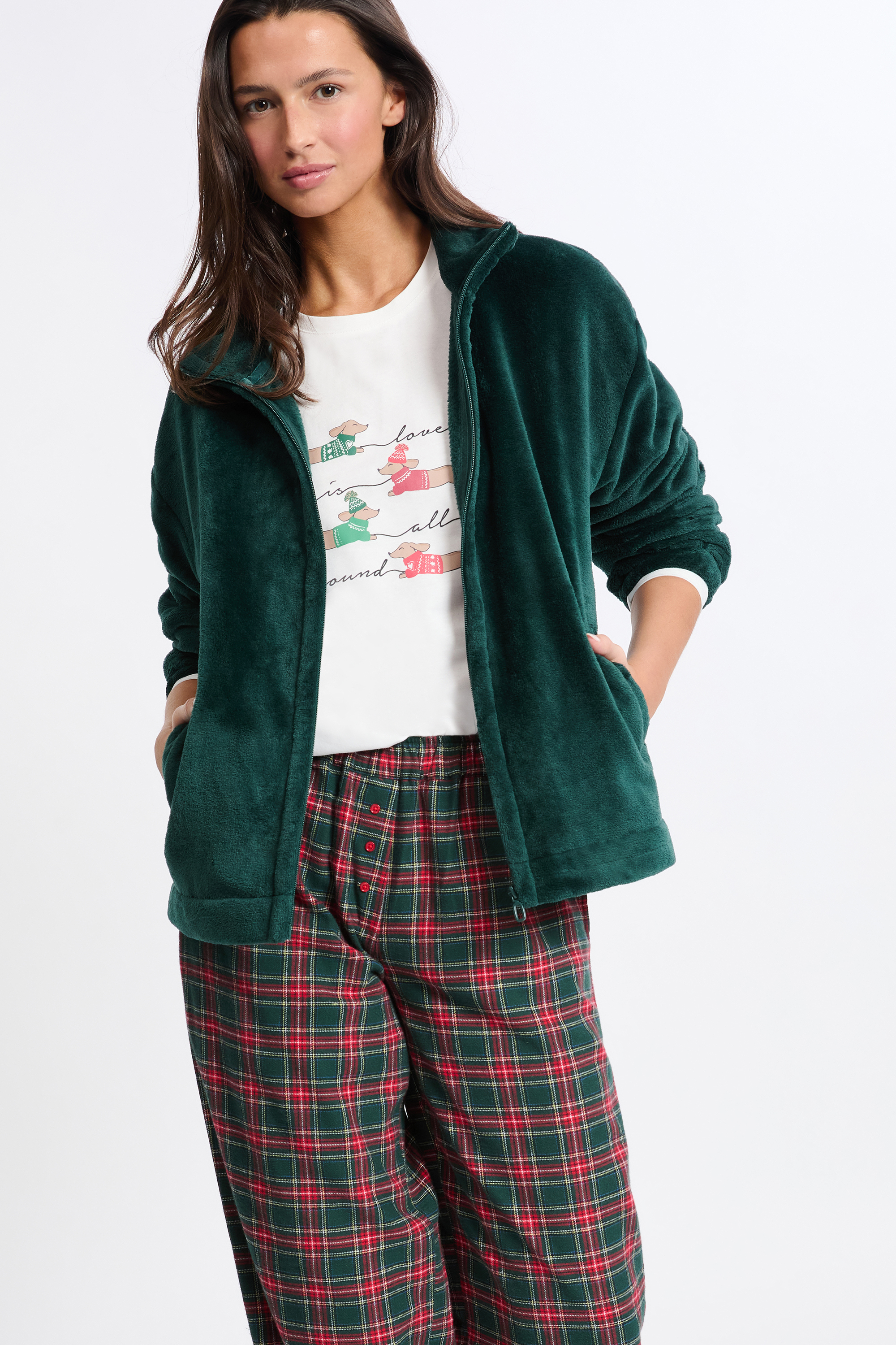 3-Piece Checkered Pyjama Set with Cotton - MAVY - EMERAUDE - ETAM