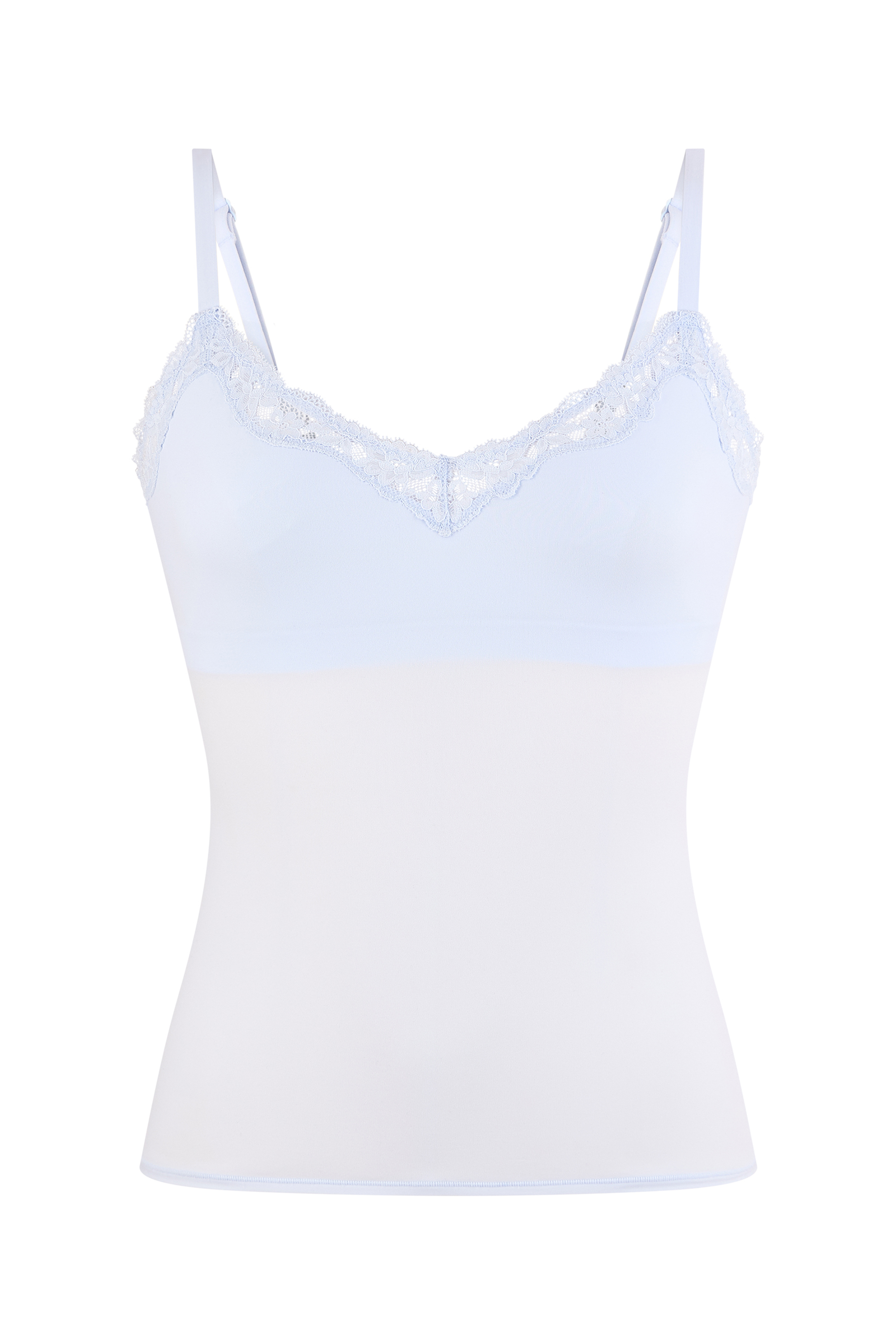 Camisole in Microfibre and Lace with Integrated Bralette - PURE